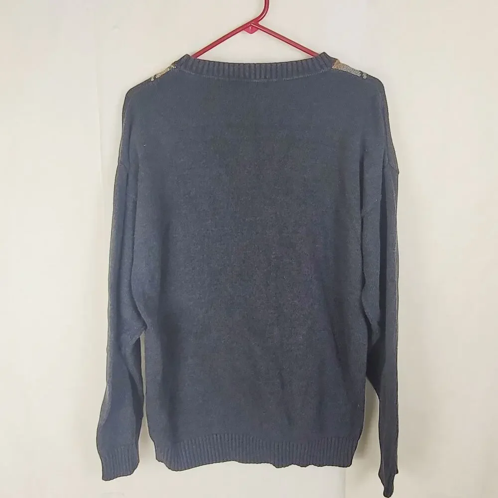 Vintage Liberty Sweaters tan and grey argyle sweater Size Medium Preppy Dadcore